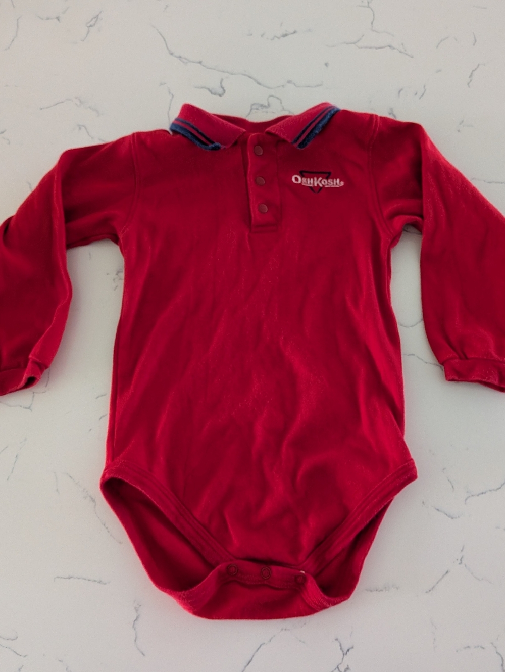 OshKosh B'gosh Red Long-Sleeve Polo One-Piece for Kids